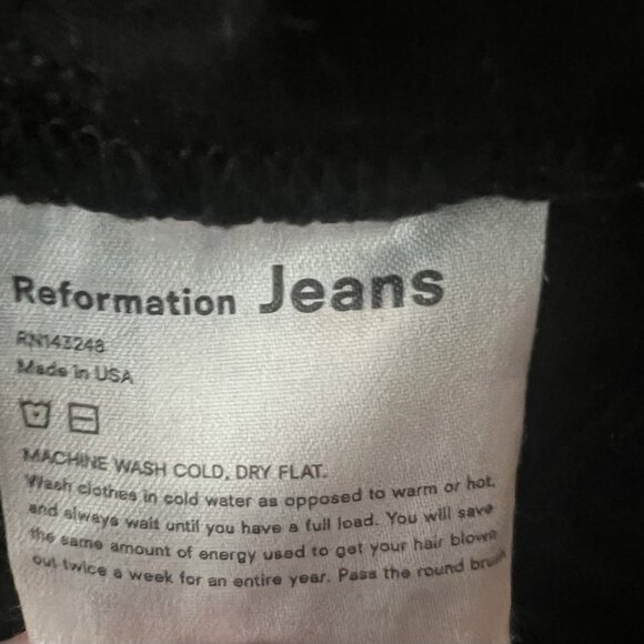 Reformation Women's Jeans Size 29 Ultra High & Skinny Black Organic Cotton Zip - Picture 10 of 10